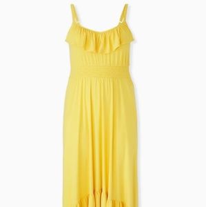 Torrid super soft lemon yellow high-low dress ruff
